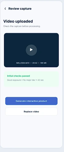 HolosView app screen: 3. Check the capture